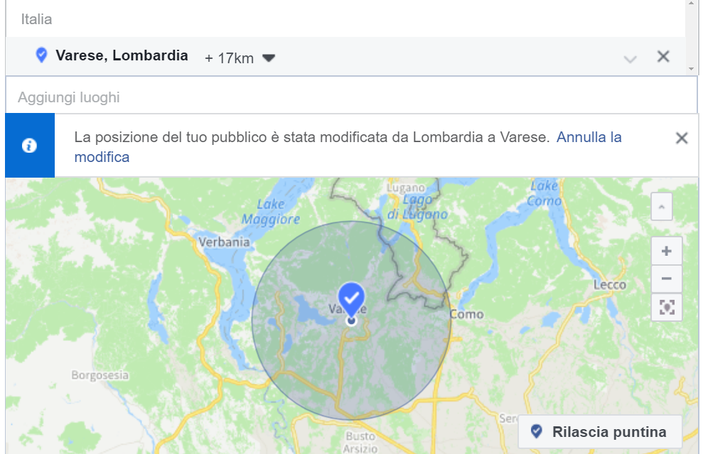 Pubblicità Facebook Varese